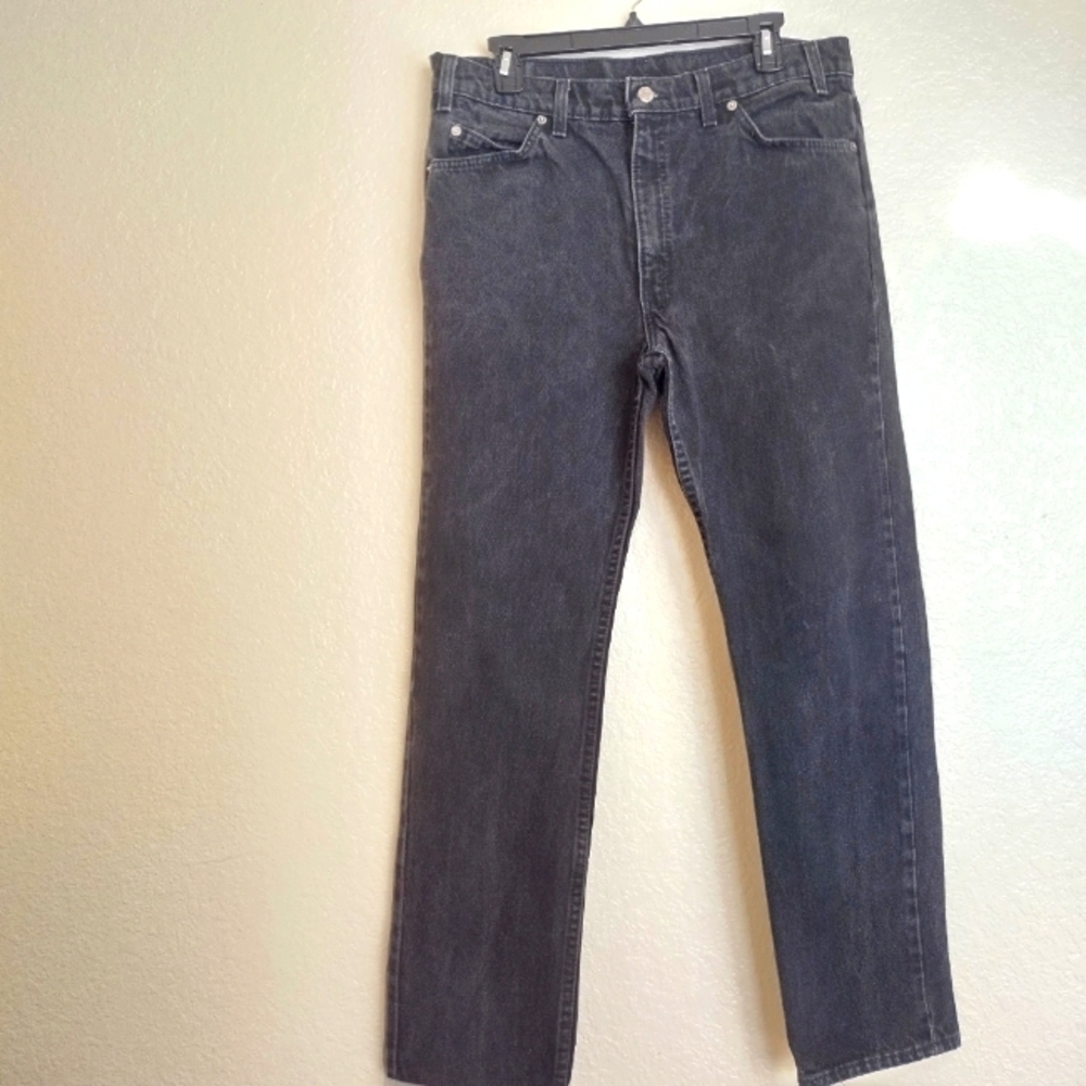 Levi's 505 Straight Leg Orange Tag Men's Wash Black Jeans Sz 36 X 30 Usa
